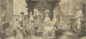 Eleganckie społeczeństwo przy okrągłym stole, um 1700 autorstwa Philip Tidemann