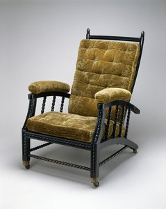 Regulowane oparcie, ok. 1870 (drewno ebonizowane, tłoczony aksamit i metal)