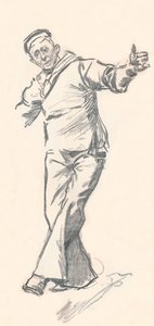 Szkic ołówkiem ołówkiem, Phil May, ok. XIX w. 1903-1904