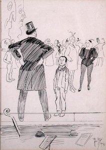 Próba baletu wędkarskiego (pióro i atrament na papierze) autorstwa Philip William May