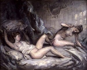 Walka na poduszki (olej na płótnie) autorstwa Philip Wilson Steer