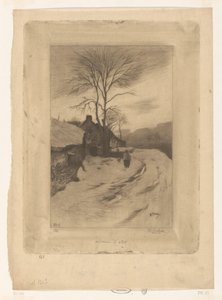 Gospodarstwa wzdłuż drogi z gołymi drzewami Hiver (tytuł oryginalny)