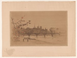 Widok na Paryż przez most Pont des Arts Le Pont des Arts (tytuł na obiekcie) autorstwa Philip Zilcken (signed by artist)
