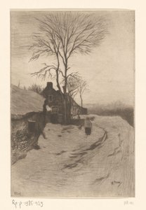Gospodarstwa wzdłuż drogi z gołymi drzewami Hiver (tytuł oryginalny)