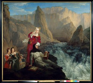 Laure i Petrarque do Fontaine de Vaucluse. Obraz Philippe Jacques (Philippe Jacques) Van Bree (1786-1871)