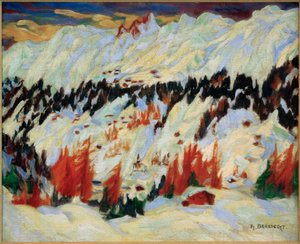 Zimowy krajobraz w pobliżu Davos Frauenkirch, (Zimowy krajobraz w pobliżu Davos Glacis) autorstwa Philipp Bauknecht