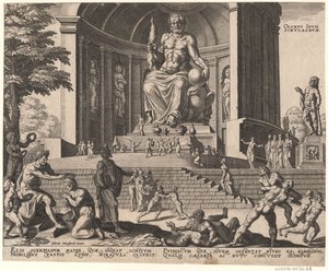 Posąg Jowisza w Olimpii z serii Ósme cuda świata według Maartena van Heemskercka, 1572