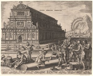 Świątynia Diany w Efezie z serii Ósme cuda świata według Maartena van Heemskercka, 1572 autorstwa Philipp Galle