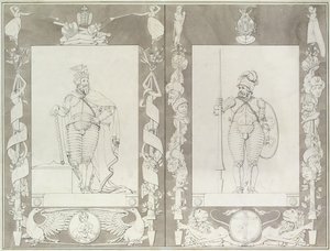 Karol Wielki (742-814) i Heymon, 1804-5 (pióro, tusz i farba na papierze) autorstwa Philipp Otto Runge