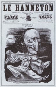 Karykatura urodzonego w Niemczech francuskiego kompozytora Jacquesa Offenbacha (lito) autorstwa Philippe Auguste Cattelain