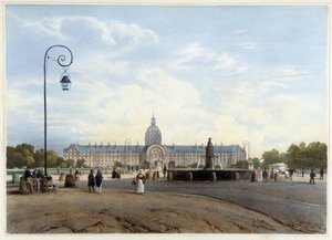 Hôtel des Invalides widziany z Pola Marsowego - w „”Spacer po Paryżu i jego okolicach””, autorstwa Jacotteta i Benoista, wyd. Gihaut autorstwa Philippe Benoist