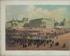 Pałac Mikołaja na Kremlu Moskiewskim z panoramy Moskwy w 10 częściach, ok. 1848 autorstwa Philippe Benoist