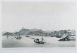 Dziewięć panoramicznych widoków Rio de Janeiro: Plaże Świętego Mikołaja. Łucja do Glorii, 1862 autorstwa Philippe Benoist