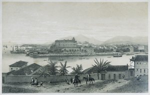 Dziewięć panoramicznych widoków Rio de Janeiro: Z wyspy Cobras, 1862 autorstwa Philippe Benoist
