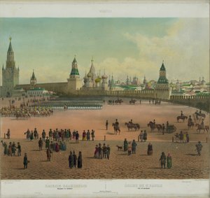 Katedra Bazylego na Placu Czerwonym w Moskwie z panoramy Moskwy w 10 częściach, ok. 1848 autorstwa Philippe Benoist