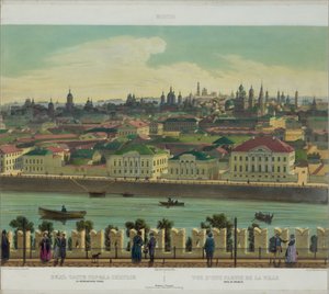 Widok Zamoskworieczje z muru Kremla z panoramy Moskwy w 10 częściach, ok. 1848 autorstwa Philippe Benoist