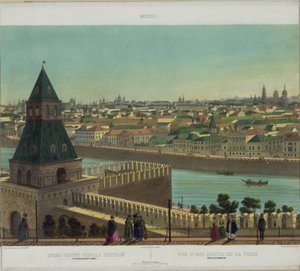 Widok Zamoskworieczje z muru Kremla z panoramy Moskwy w 10 częściach, ok. 1848 autorstwa Philippe Benoist