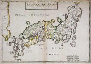 Mapa geograficzna Japonii wykonana przez księdza Philippe Briet, jezuitę i francuskiego uczonego (1601-1668). Paryż, Holandia autorstwa Philippe Briet