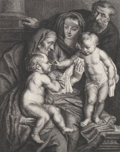 Święta Rodzina ze św. Elżbietą i dzieciątkiem św. Janem Chrzcicielem, ca. 1615-75. autorstwa Philippe Joseph Tassaert