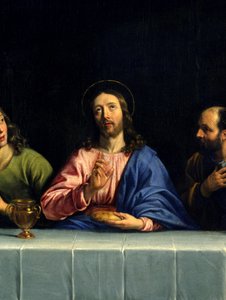 Ostatnia Wieczerza zwana „La petite cene” Detal. Obraz Philippe de Champaigne (1602-1674) (Ec. Flam.) Rozmiar 0,80 x 1,49 m Paryż. Muzeum w Luwrze autorstwa Philippe de Champaigne