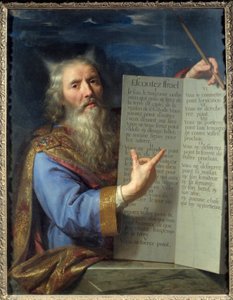 Mojżesz i tablice Aktu. Obraz Philippe De Champaigne (1602-1674) Ec. Bujda. autorstwa Philippe de Champaigne
