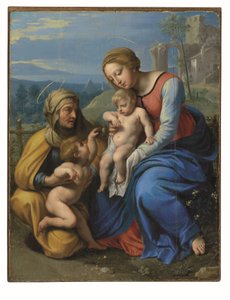 Święta Rodzina z Wróblem (olej i złoto na desce ułożonej na pokładzie) autorstwa Philippe de Champaigne