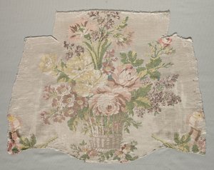 Fragment jedwabiu, część panelu o nazwie Le panier fleuri, 1770.