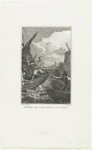 Przybycie cara Piotra Wielkiego do Zaandam, 1697, c. 1829 autorstwa Philippus Velijn