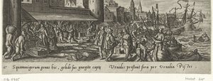 Vismarkt Jacht en visvangst (tytuł serii) Typy myśliwskie, wędkarskie i łowieckie (tytuł serii) autorstwa Philips Galle (attributed to workshop of)