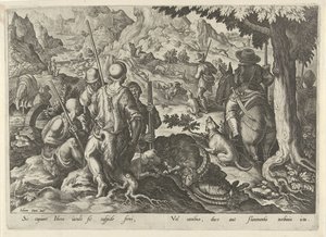 Jacht op berggeiten Jachttaferelen (tytuł serii) W którym każdy rodzaj polowania, ptactwa i wędkarstwa (tytuł serii) autorstwa Philips Galle