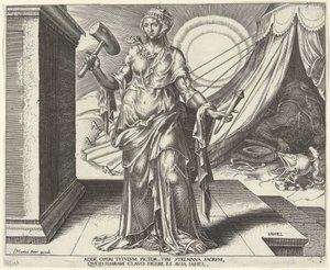 Jael Iahel (tytuł na obiekcie) Osiem znanych kobiet ze Starego i Nowego Testamentu (tytuł serii) autorstwa Philips Galle
