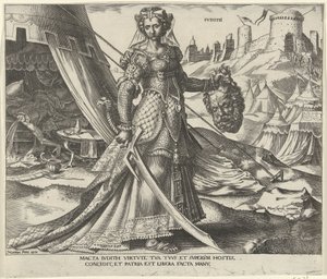 Judyta Ivdith (tytuł na obiekcie) Osiem znanych kobiet ze Starego i Nowego Testamentu (tytuł serii) autorstwa Philips Galle