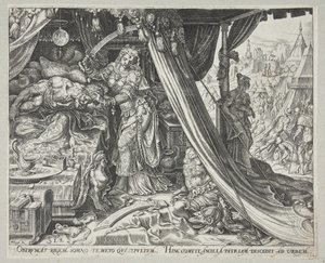 Judyta zabija Holofernesa autorstwa Philips Galle