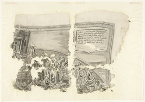 Prawy górny róg wydruku sceny autorstwa Cebes Tabula Cebetis Carta Vitae (tytuł na obiekcie) autorstwa Philips Galle