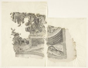 Prawy dolny róg wydruku sceny autorstwa Cebes Tabula Cebetis Carta Vitae (tytuł oryginalny) autorstwa Philips Galle