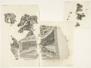 Prawy dolny róg wydruku sceny autorstwa Cebes Tabula Cebetis Carta Vitae (tytuł oryginalny) autorstwa Philips Galle