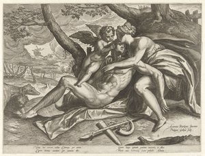 Wenus opłakuje śmierć Adonisa Historia Adonisa (tytuł serii) autorstwa Philips Galle