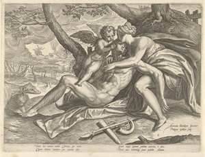 Wenus opłakuje śmierć Adonisa Historia Adonisa (tytuł serii) autorstwa Philips Galle