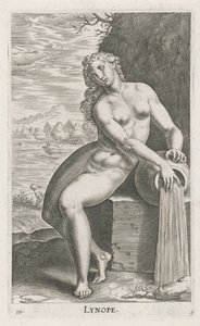 Nimfa wodna Linope Lynope (tytuł na obiekcie) Stroom en waternimfen (tytuł serii) Nimfy Oceanitid, ephidrid potamidus naiad (tytuł serii) autorstwa Philips Galle