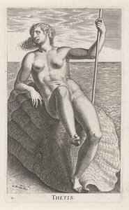 Nimfa wodna Thetis Thetis (tytuł na obiekcie) Stroom- en waternimfen (tytuł serii) Nimfy oceanitowe, najady efidrydowe (tytuł serii) autorstwa Philips Galle