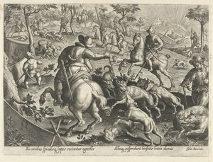 Wolvenjacht spotkał nadzieję Jachttaferelen (tytuł serii) W którym każdy rodzaj polowania, ptactwa i wędkarstwa (tytuł serii) autorstwa Philips Galle