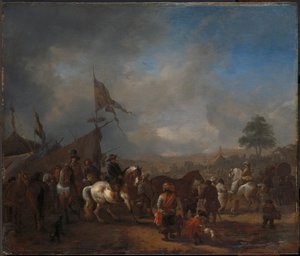 Targi konne w pobliżu obozu wojskowego autorstwa Philips Wouwerman