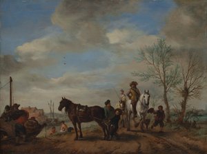 Mężczyzna i kobieta na koniu, ca. 1653-54.
