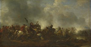 Kawaleria atakująca piechotę, 1656-1668 autorstwa Philips Wouwerman