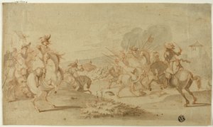 Kawaleria w bitwie autorstwa Philips Wouwerman