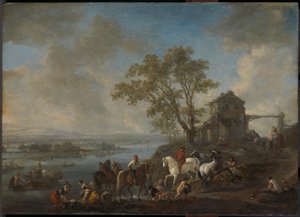 Staw na rzece autorstwa Philips Wouwerman