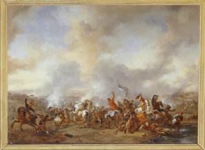 Wielka bitwa jeźdźców i piechoty... autorstwa Philips Wouwermans or Wouwerman