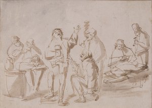 Chłopi w gospodzie, ok. 1662 (pióro i tusz, wash na papierze)