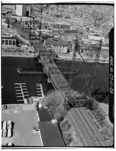 Norwalk River Bridge, Norwalk, Connecticut (zdjęcie czarno-białe) autorstwa Photographer American