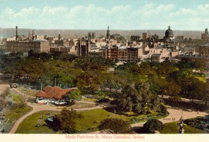 Hyde Park z katedry St Marys, Sydney (kolorowe zdjęcie) autorstwa Photographer Australian